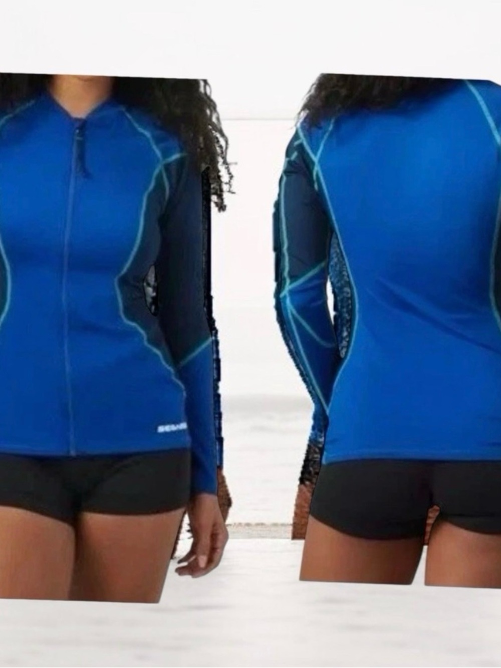 Seadoo retail $60 Teal and Blue Long Sleeve Active Zipup